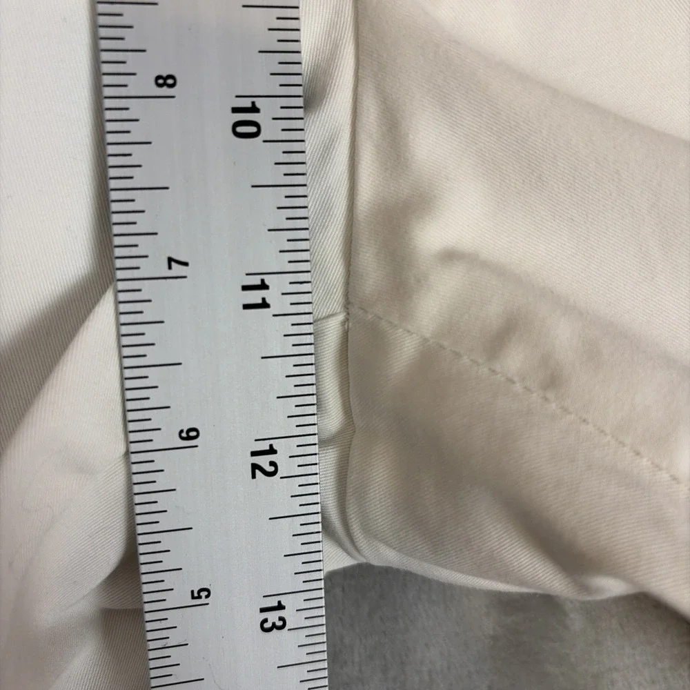 Faconnable Cadet Chino Pants Mens 36R White Straight Leg Cuffed Cotton Blend